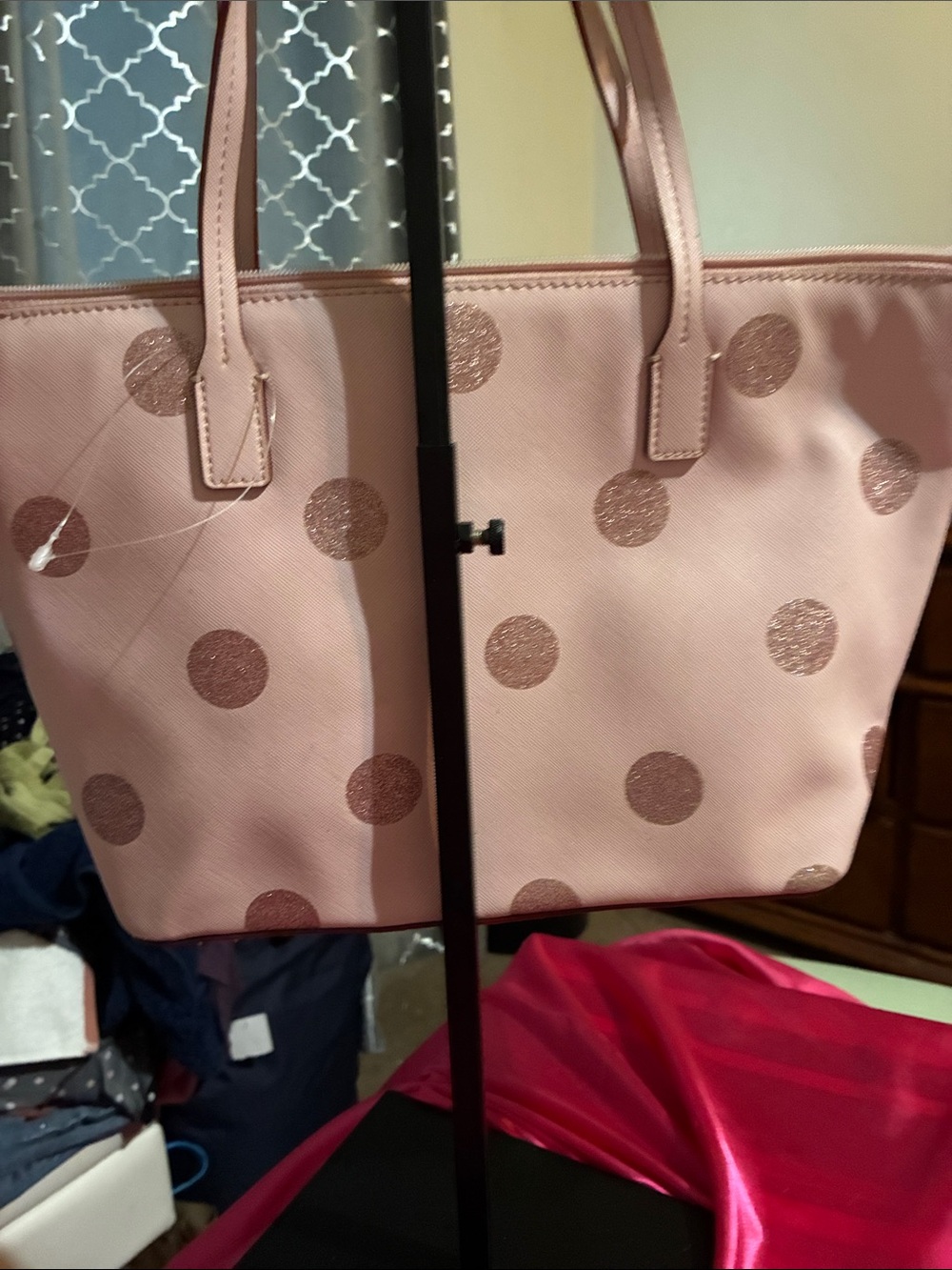 Kate Spade Elegant Pink Polka Dot Satchel - Picture 2 of 7